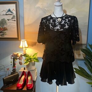 Express Elegant Black Lace Blouse